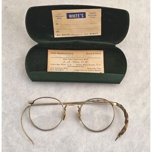 Antique Full Rim Eyeglasses AO FULVUE 1/10 12K Gold Filled Glasses w Accessories